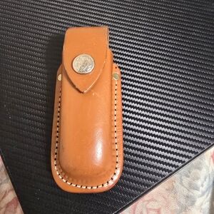 Men's Leather Knife Sheath Belt Pouch - Orange
